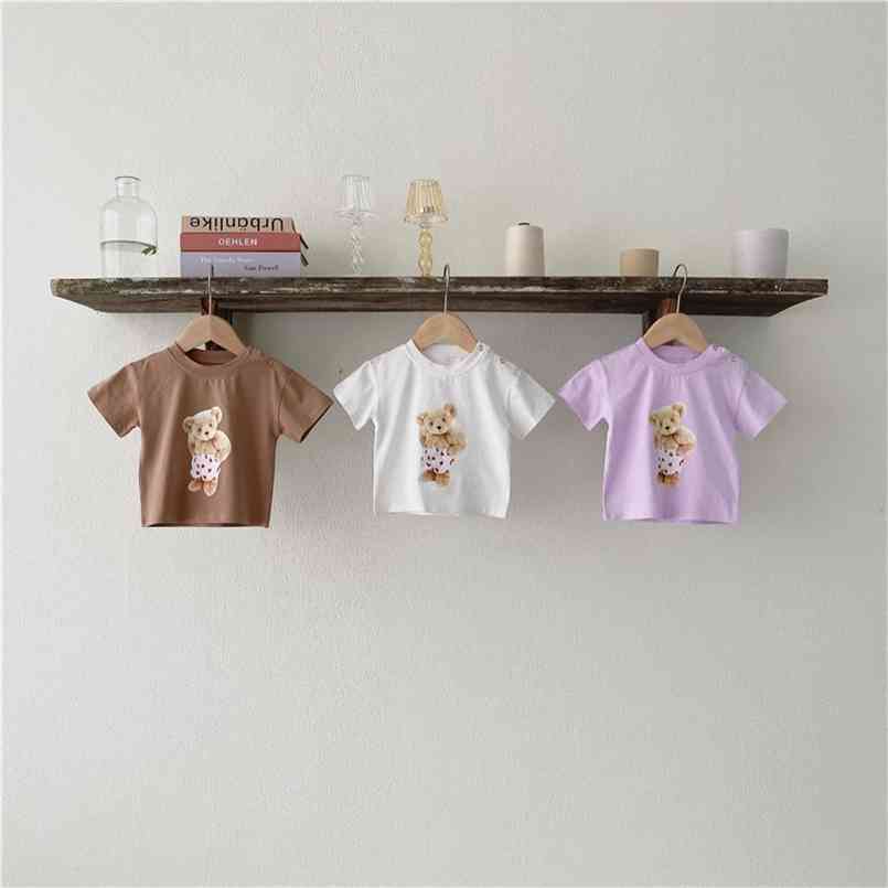 

The summer cartoon short-sleeved round collar T-shirt top fashion clothes kids 210702, White