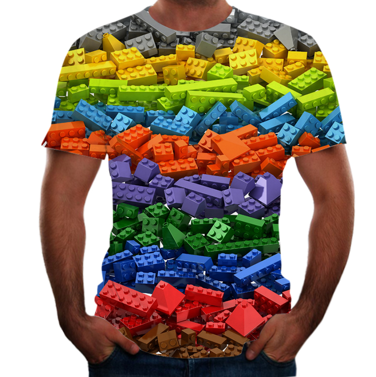 

Lego Men 3D Print T-shirt Graphic Optical Illusion Short Sleeve Party Gothic Round Neck Summer Tops, Dx-123