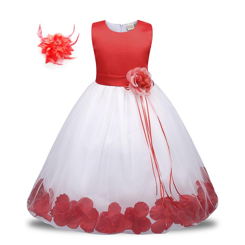 

Girl's Dresses Toddler Girls Knee Length Easter For Juniors Red And White Flower Girl Dress Children Kindergarten Party, 05