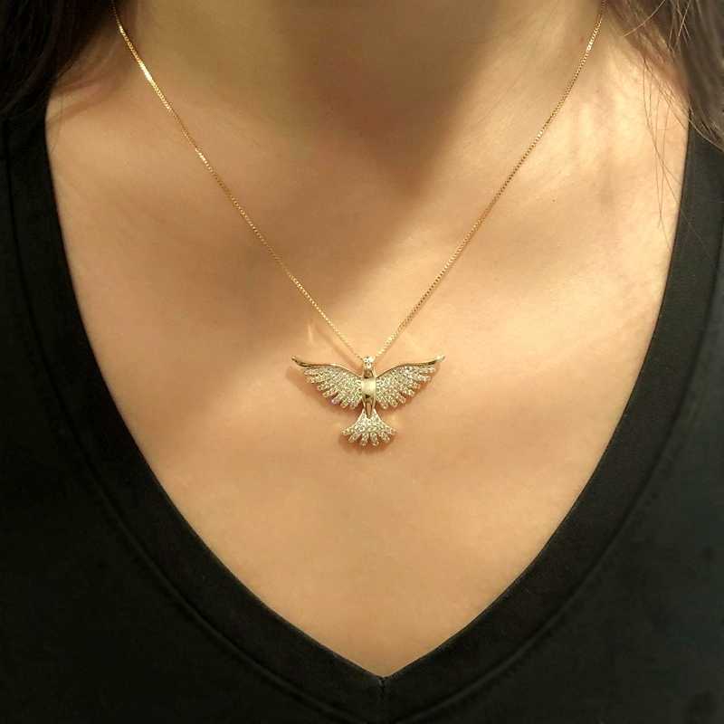 

Gorgeous Pendant Necklace Full pave white Cubic Zirconia Stone Gold Color Eagle Choker Necklace For Women Fashion party Jewelry X0707