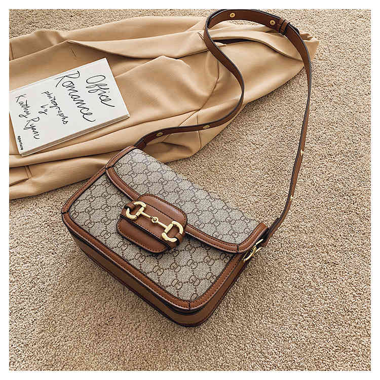 

78% Off Outlet Store Physical belt consulting customer service single shoulder women's checkered messenger small square armpit bag, Brown large size