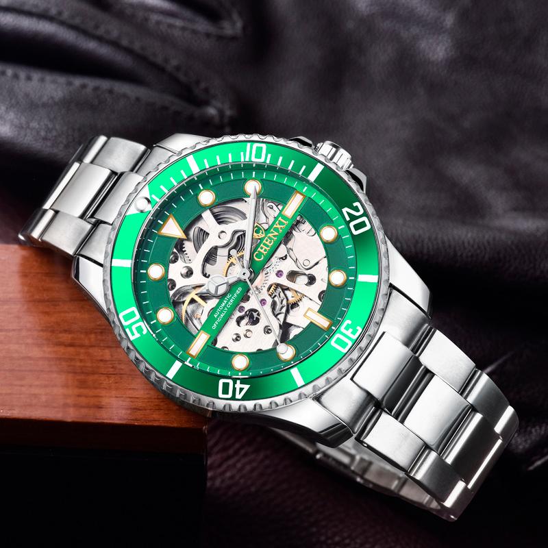 

Wristwatches CHENXI Men's Mechanical Watch Business Casual Waterproof Luminous Automatic Luxury Steel Belt Hollow Fashion WA213, 01