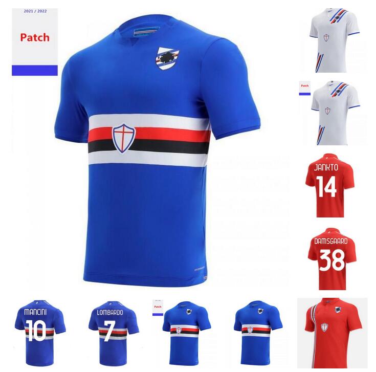 

21 22 UC Sampdoria Soccer Jersey Murillo Linetty Jankto Yoshida Maroni Gabbiadini Customize 2021 2022 Blue White Black Football Shirt Unifor