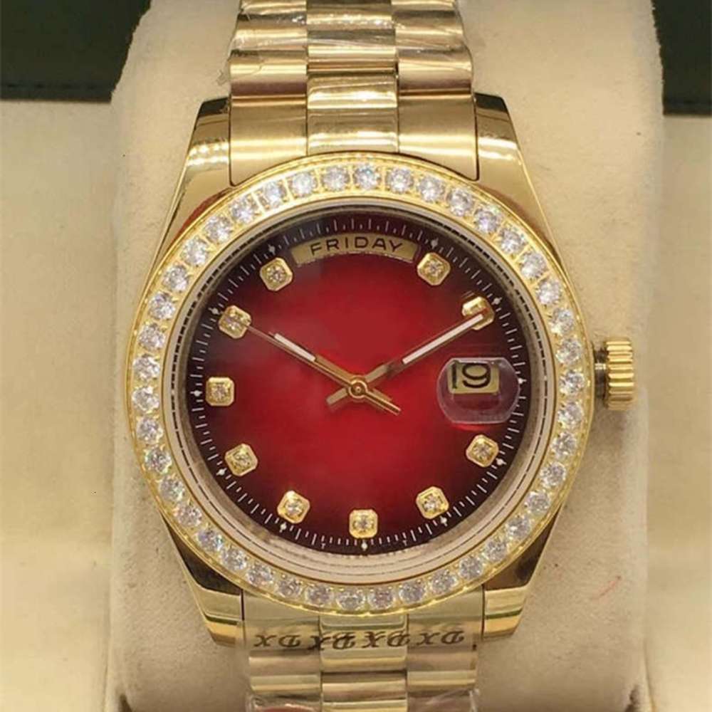 

Fashion high quality men's 41mm diamond watch stone Roman face mens stainless steel folding buckle automatic mechanical sport wate catstore, White