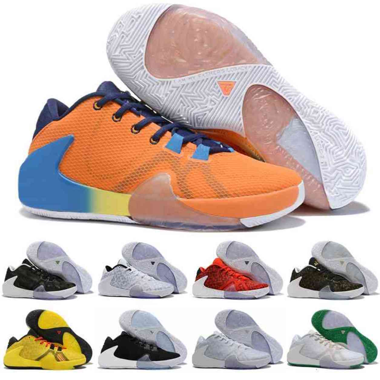 

Giannis Antetokounmpo Zoom Freak 1 FIBA Greece Orange Coming to America Signature Shoes Sport Sneakers, Black