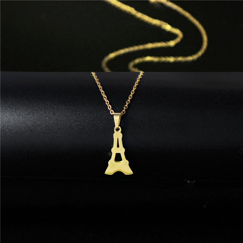 

Pendant Necklaces Fashion Stainless Steel Chain Necklace For Women Lover's Mini Eiffel Tower Gold Color Collar Engagement Jewelry