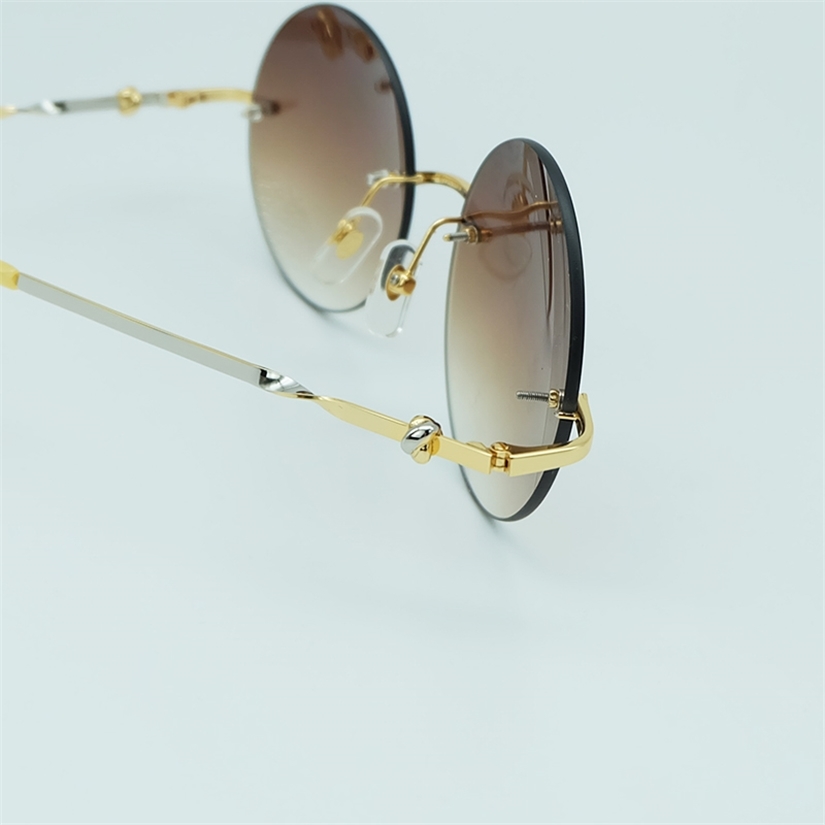 

Round Metal Sunglasses French Rimless Luxury Mens Sunglasses authorized Designer Vintage Sunglasses Lentes De Sol Mujer