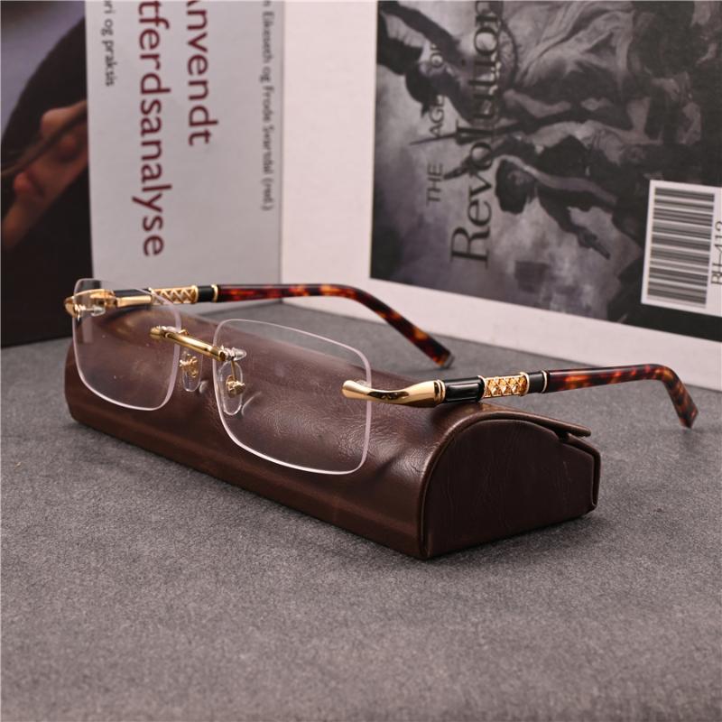 

Fashion Sunglasses Frames Vazrobe Rimless Eyeglasses Male Gold Grey Glasses Men Brand Spectacles For Prescription Reading/myopia Lens