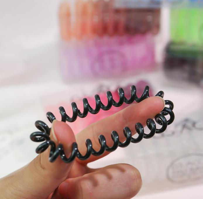 

2021 9pcs/Box Multicolor Elastic Hair Bands Spiral Shape Ponytail Hair Ties Gum Rubber Band Rope Telephone Wire Accessories