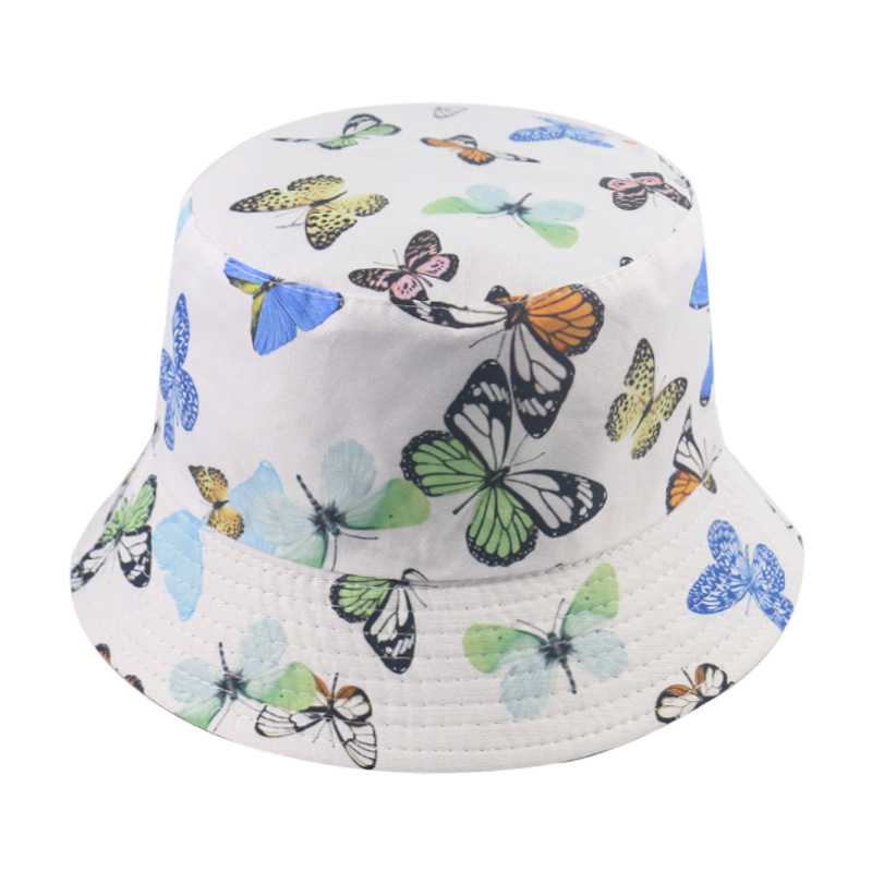 

Korean Chic Bucket Hat Womens Spring/Summer Internet-Famous Sun-Proof Face-Looking Small Sun-Proof Butterfly Print Autumn Bucket Hat Trendy, Green