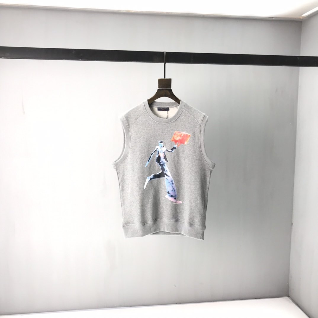 

21SS French spring and autumn hot style fashion letter printing men's gray vest Paris men's designer classic luxury limited high-q, White;black