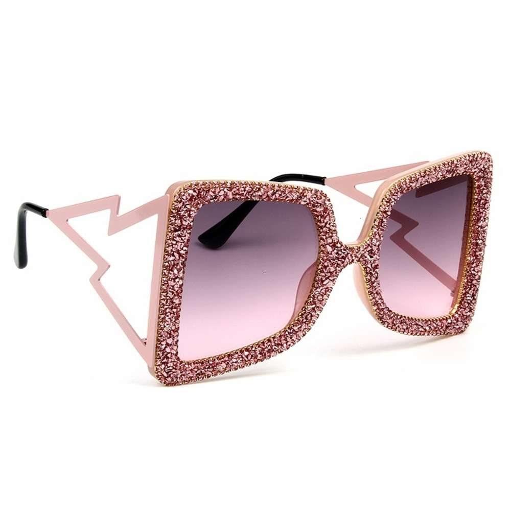 

Highend accessories UV Italy Dign Luxury Diamond Big Frame Oversized Bling Sun Glass Women Rhintone Shad Sunglass, Black