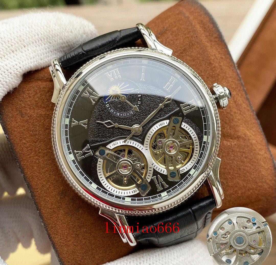 

super watches 126 montre de luxe mens watch 43mm*13mm automatic mechanical movement 316 fine steel watchcase imported leather watchband, Slivery;brown