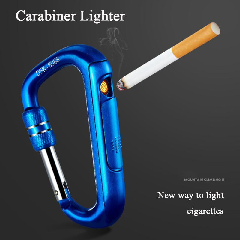 

Eectric ighters USB Charging ighter key chain Meta Portabe Carabiner Fameess Rechargeabe Windproof Pasma ighter