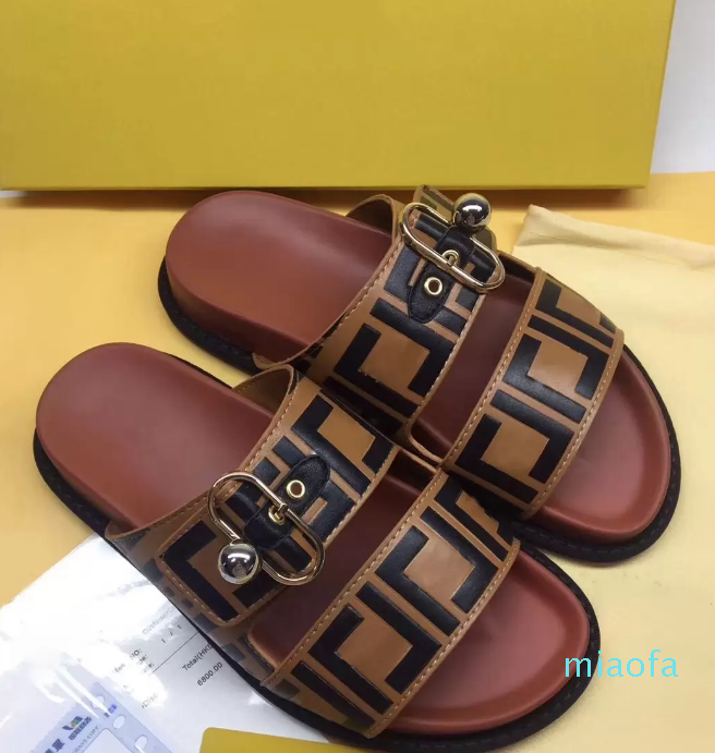 

2021f Designer Rubber Slides Sandals Blooms brown black White Web Fashion Mens Slippers Womens Shoes Beach Flip Flops, White brown