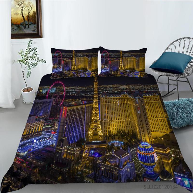 

Bedding Sets 3D Printed Set City Night View Home Duvet Cover With Pillowcase Comforter 2/3pcs