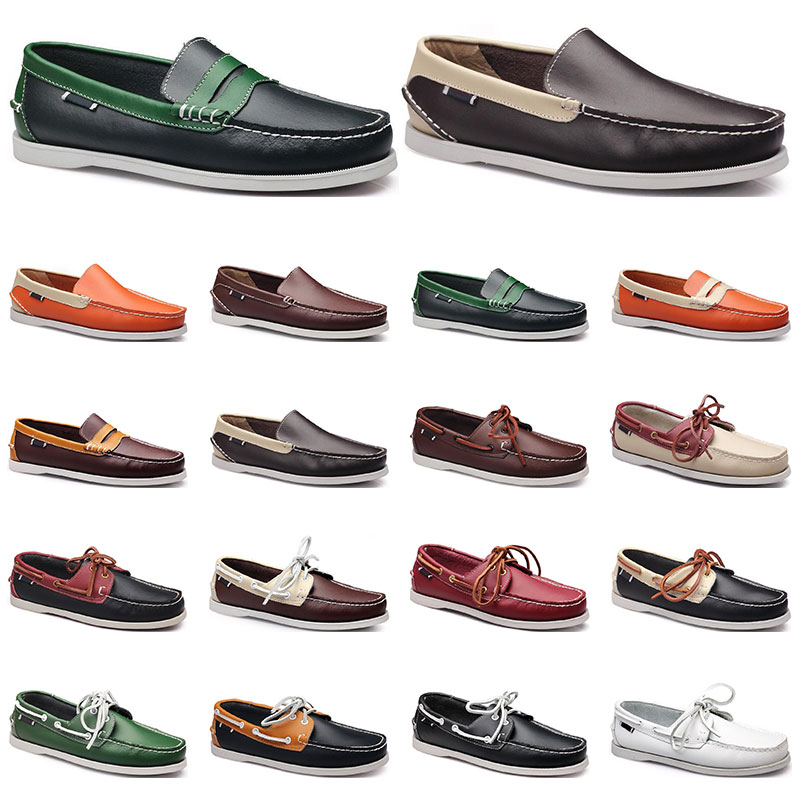 

Womens sneakers Sailing shoe mens casual leather shoes black white red green orange brown outdoor trainers size 38-45 thirty nine, 14