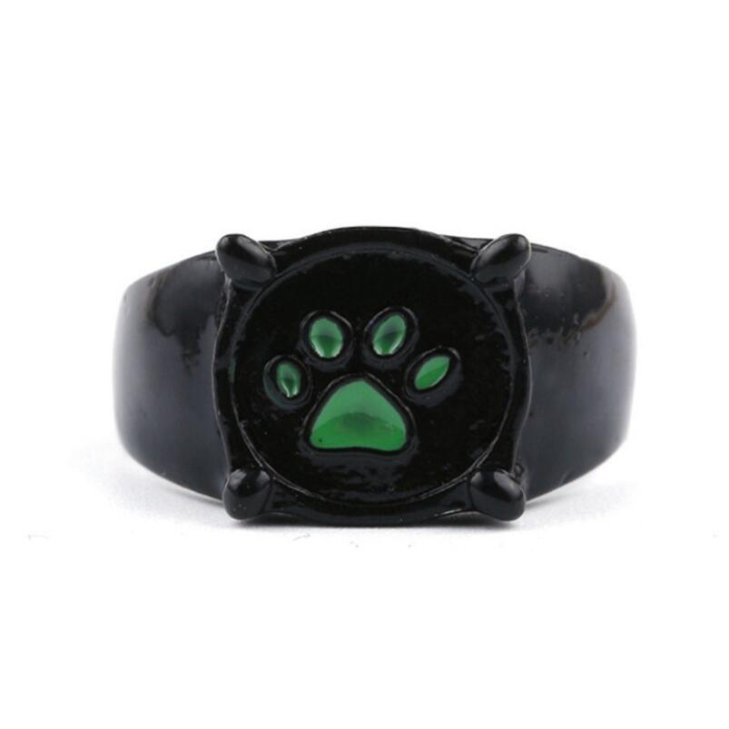 

Lovely Ladybug Cat Cartoon Noir Green Pawprint Ring Fashion Black Rings for Men and Women Party Jewelry Birthday Christmas Gift
