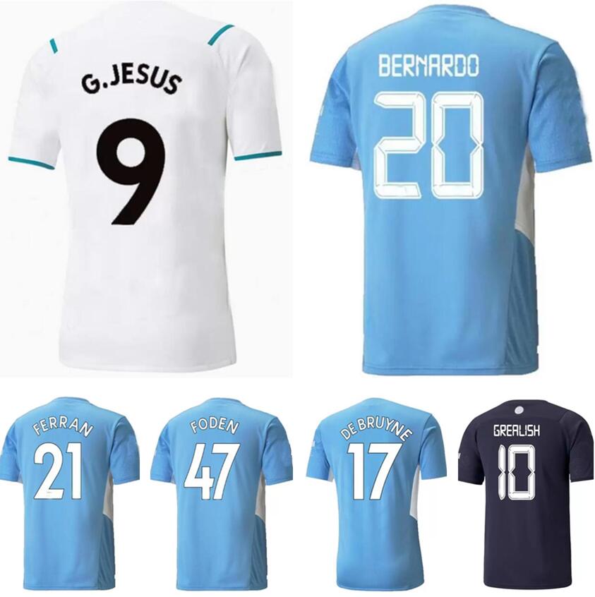 

fans player version 2021 2022 FERRAN DE BRUYNE soccer jerseys GREALISH STERLING men kids kit 21 22 FODEN BERNARDO man football shirt set Socks uniform, Black;yellow