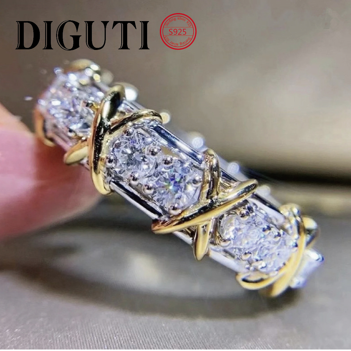 

tiff1:1 T-shaped original 925 sterling silver classic logo, transparent carved ring dff0715