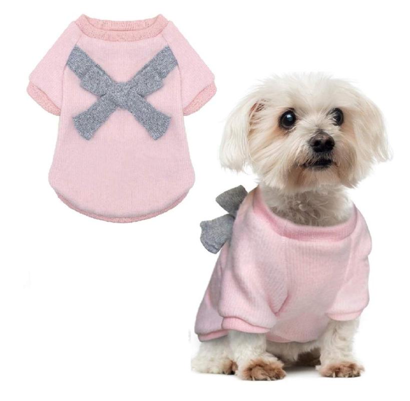 

Dog Apparel Pet Small Coats Cat Clothes Jacket Sweater Winter Acessories Bow Knot Brushed Warm Supplies