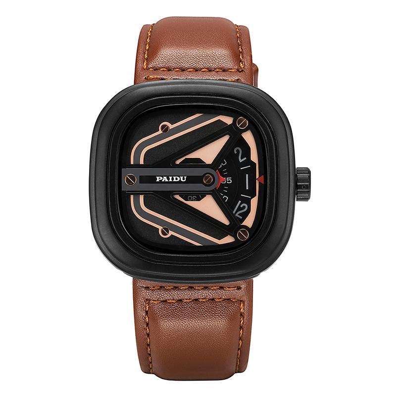 

Wristwatches Paidu Brand Men Business Waterproof 30m Military Design Mans Quartz Watches Clock Style, Brown