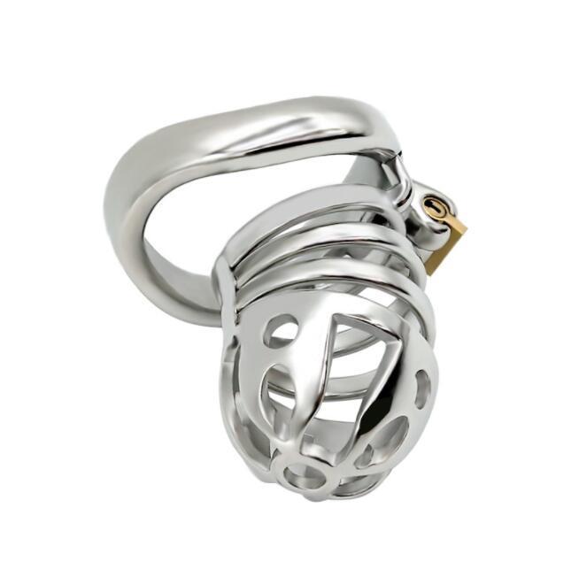 

Male Cock Cage with Scrotum Testicle Pouch Stainless Steel Arc Penis Ring Metal Chastity Devices Bondage Restraints Gear Sex Toy P0826