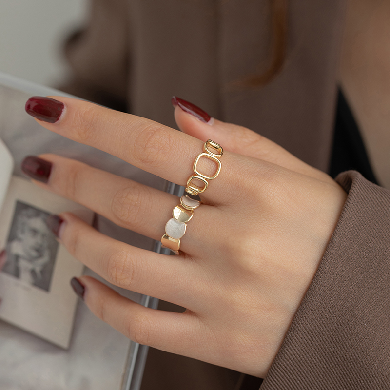 Jiezi042 Antique Chinese Wind Ring Finger Agate Garnet Ring Tail Palace Restoring Ancient Ways Ring Female Pinky Classical Decorat-image-706252705