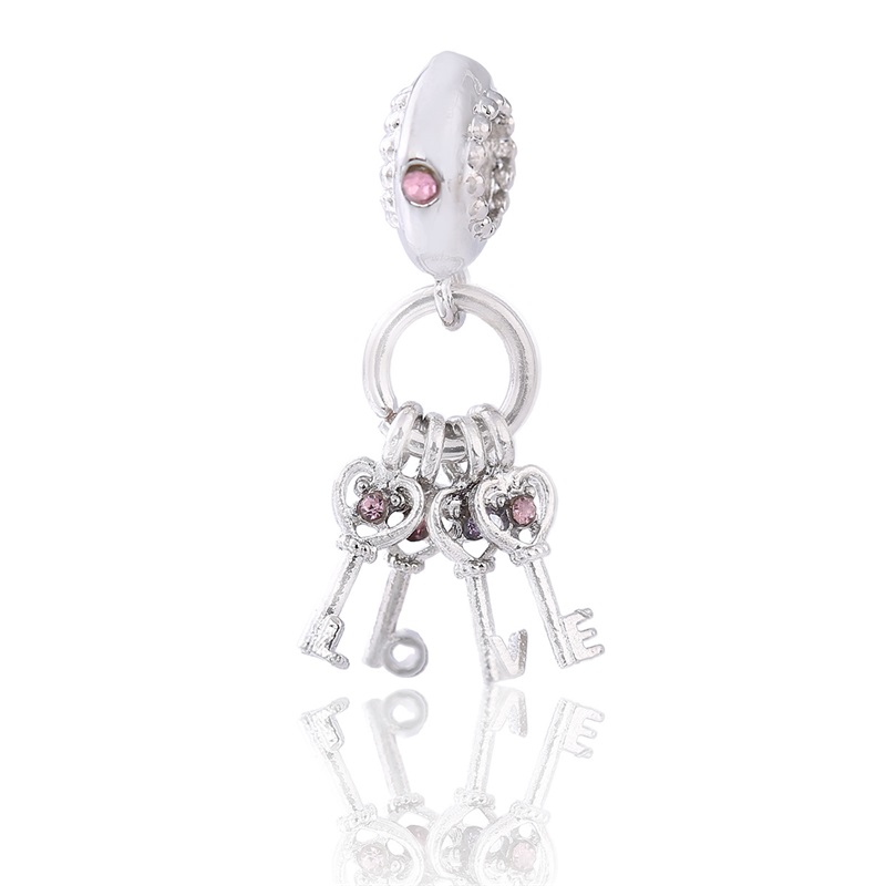 

Fits Pandora Bracelets 20pcs Locker Key Dangle Silver Charms Bead Charm Beads For Wholesale Diy European Sterling Necklace Jewelry 2182 Q2