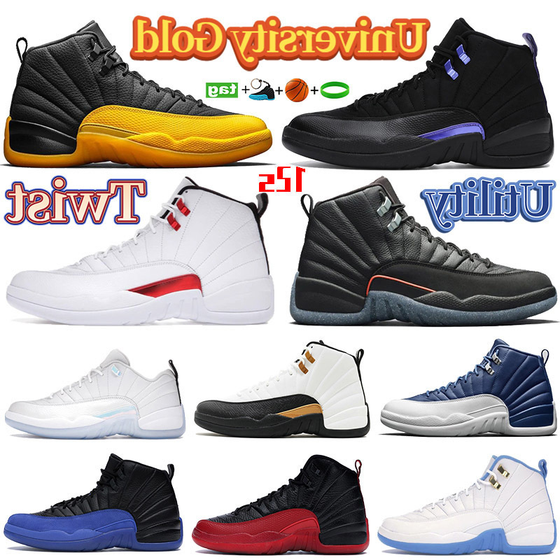 

Shoes university gold blue Utility Twist 12s 12 High basketball Black Dark Concord indigo artric punch Flu Game Michigan men women, 9.white university red 2019