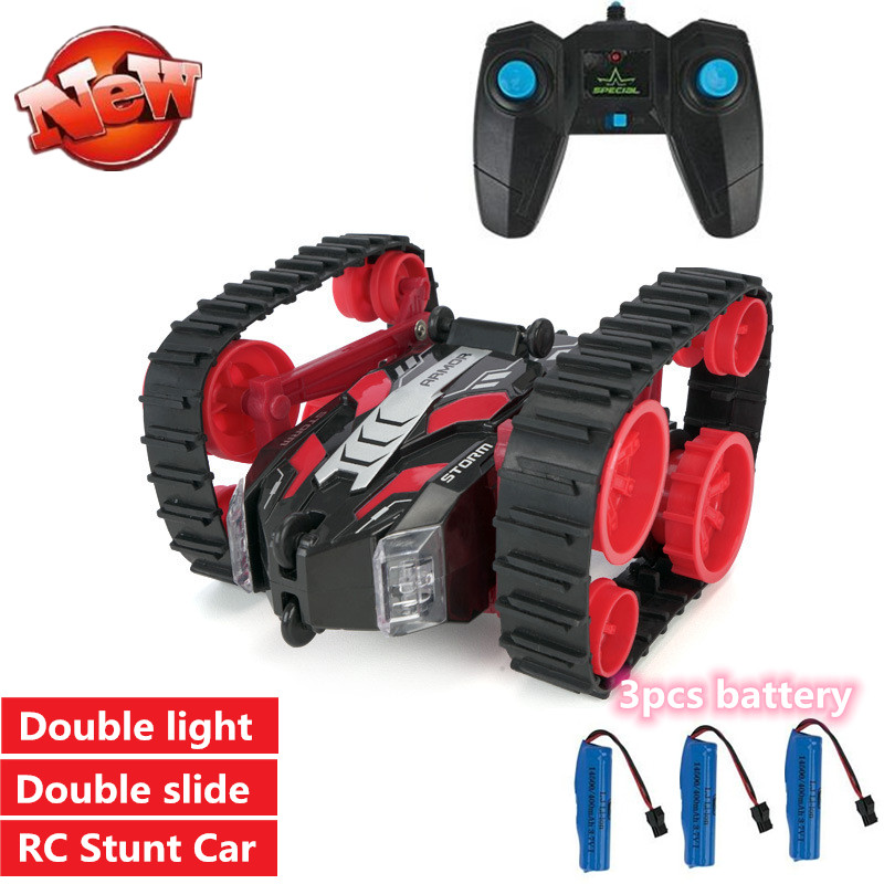 

New Off-Road Climbing Tumbler Armored Remote Control RC Car Toy Model Electric Dump truck With dual light 360 rotation slide toy