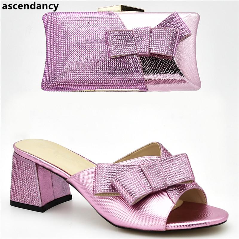 Chaussures habillées dernier designer italien et sacs assortis ensemble décorer avec strass femmes designers de luxe à talons hauts