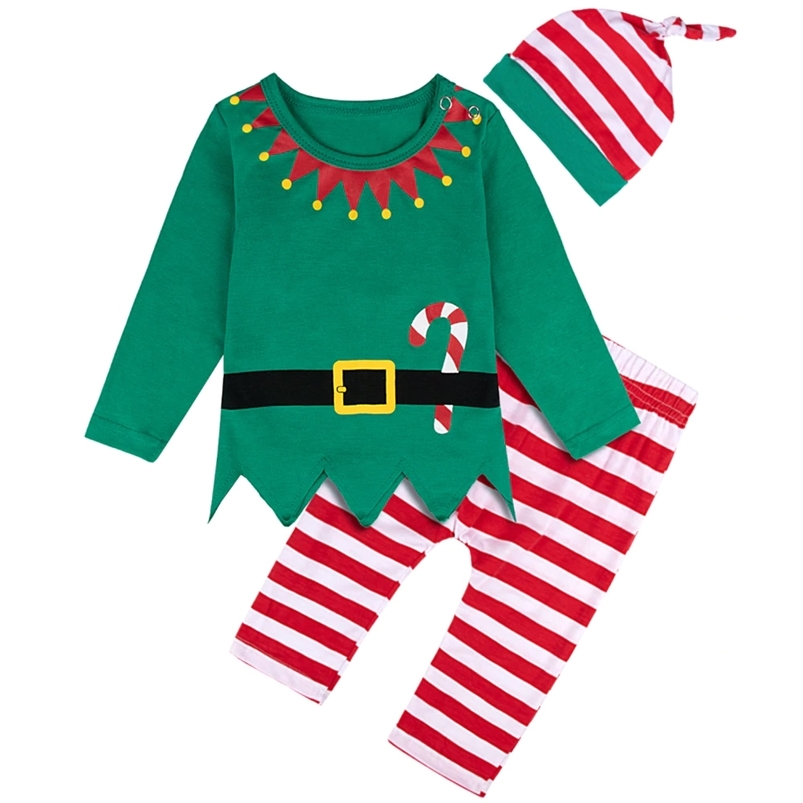 

Baby Boy Christmas Clothes Girl Boys Clothing Sets born Infant Xmas Outfits Pants Set Costume Spring Autumn 3pcs 211018, Christmas elf-3