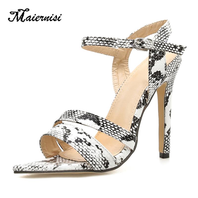 

Strap Heels Sandals Leopard Women Summer Shoes Chunky High Dress Pumps Sandale Ladies Big Size, Black