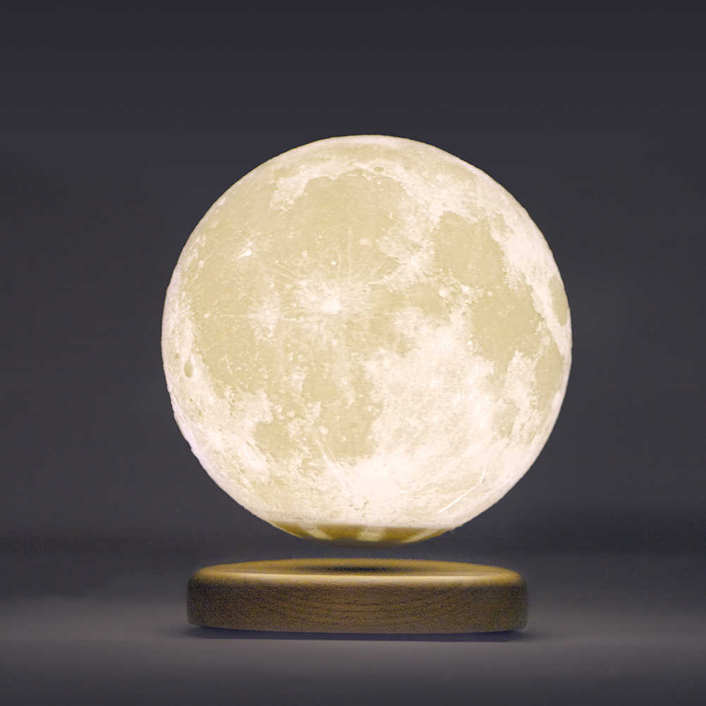 

3D Rotating Moon Night Light LED Magnetic Levitation Table Lamp Home Room Decor Creative Touch Switch for Birthday Y0910