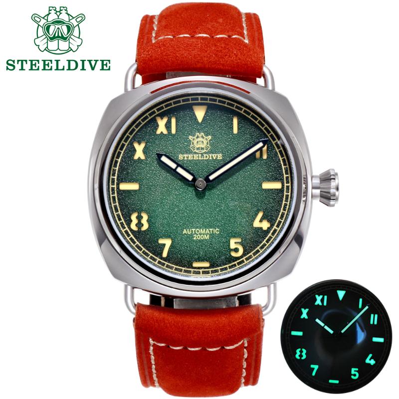 

Wristwatches STEELDIVE 1936 Mechanical Watch Men Sapphire NH35A Diver 200m Mens Watches Automatic Waterproof C3 Luminous, G-o-logo-2hands