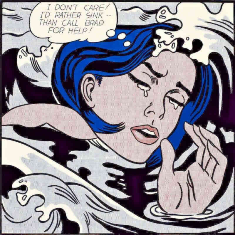 

Painting Roy Lichtenstein Oil on Canvas Pop Art Wall Decor Abstract Drowning Girl Home Large Picture for Living Room 190922