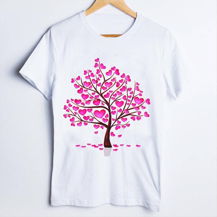 

tees print graphic cartoon women t shirts sweet love trend casual 90s tree ladies clothes lady clothing female shirt, White