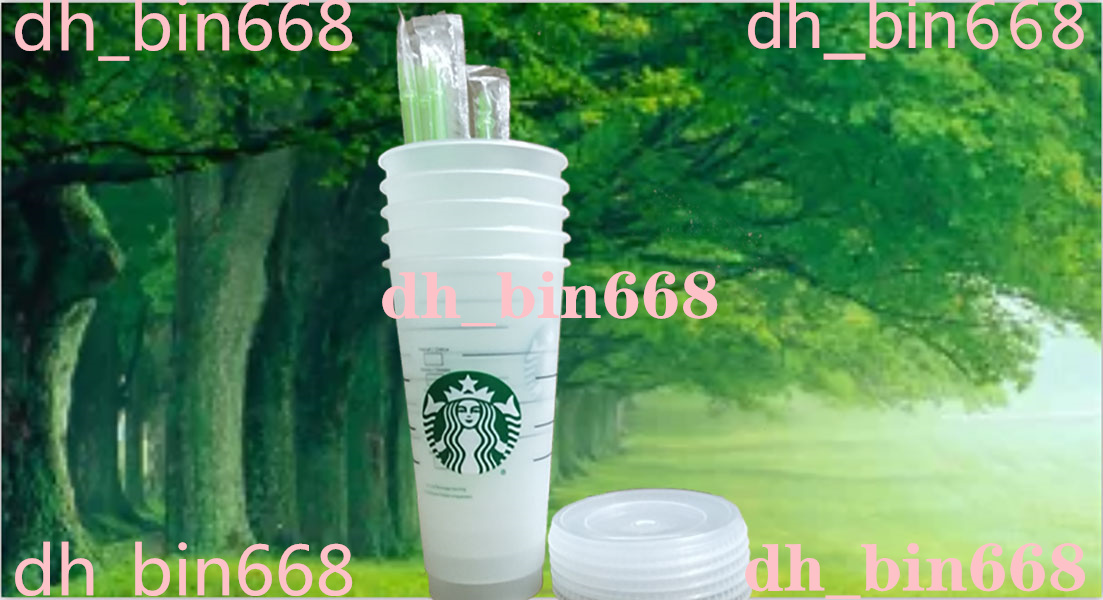 

24oz Tumblers Plastic Drinking Juice With Lip And Straw Magic Coffee Mug Costom Starbucks Transparent Cup 50pcs DHL, As picture