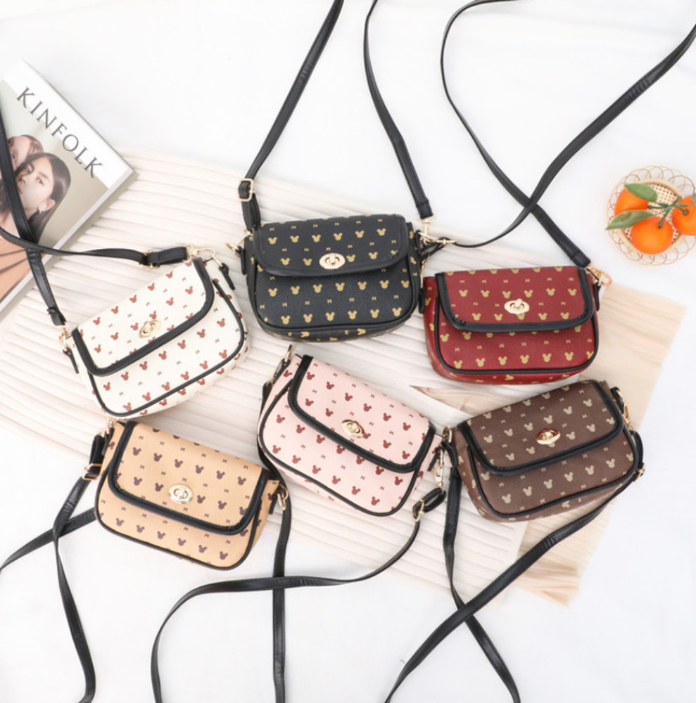 

New Kids Bag Girls Cartoon Printed Handbag Children Letter Weaving Single Shoulder Bag Girls Princess Messenger Bags, Pink