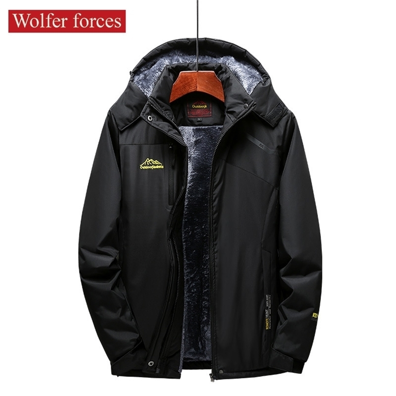 

Men's Plush Thickened Winter Windproof Waterproof Warm Sports Jacket Women's Casual Loose Mountaineering 211110, Male army green
