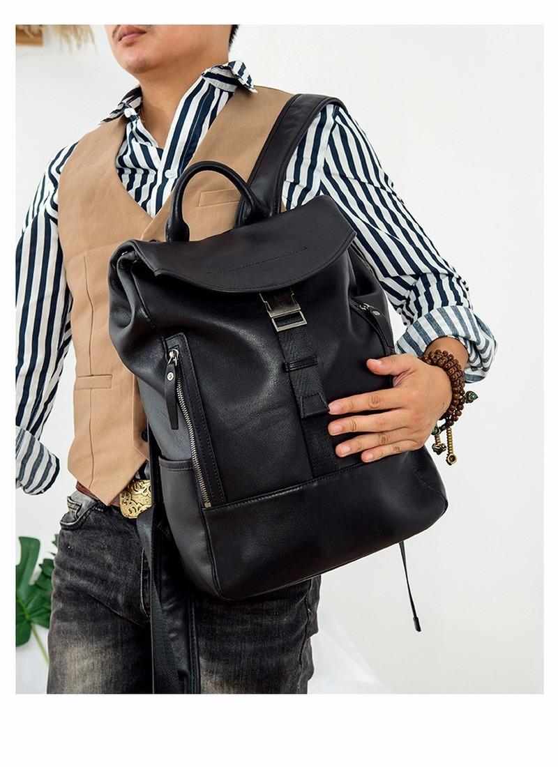 

Backpack Men's Leather Business Casual Simple Bag Computer Fashion Trend Travel