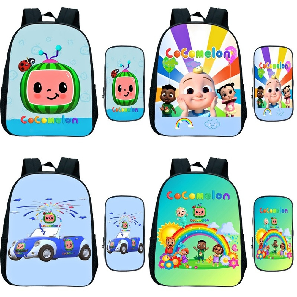 

Stock Toddler Cocomelon Kindergarten Backpack Pen Bag 2pcs Set Children Anime Rucksack Kids Cartoon Knapsack Baby Start School Gift Wholesale