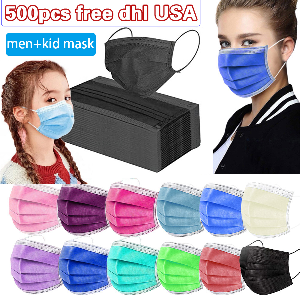

Disposable Mask 50pcs 3-Layer Protection and Personal Health with Earloop Mouth Sanitary Face Masks kid masks free ePacket