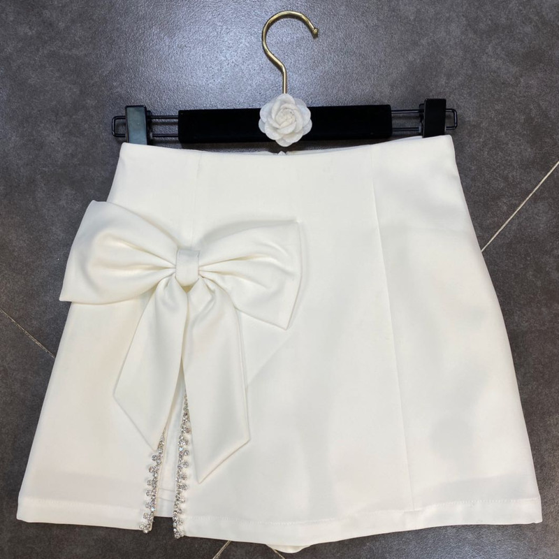 

Women bow decoration split slim straight suit pants solid color high wasit Fashion Spring Summer 11B055 210525, White