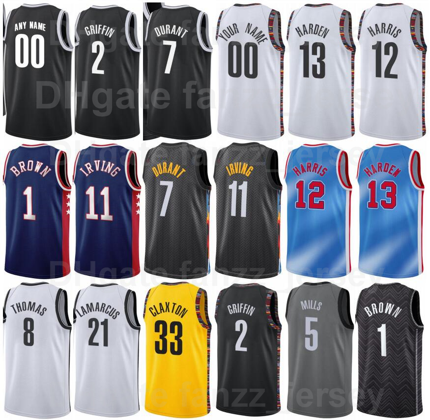 

Screen Printed Basketball Nicolas Claxton Men nba's Jersey 33 Timothe Luwawu-Cabarrot 9 Patty Mills 5 DayRon Sharpe Cameron Thomas 8 LaMarcus, Black