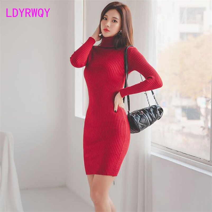 

Women's Wear Winter Products Korean Edition Temperament High Collar Elastic Knit Body 210603, Black