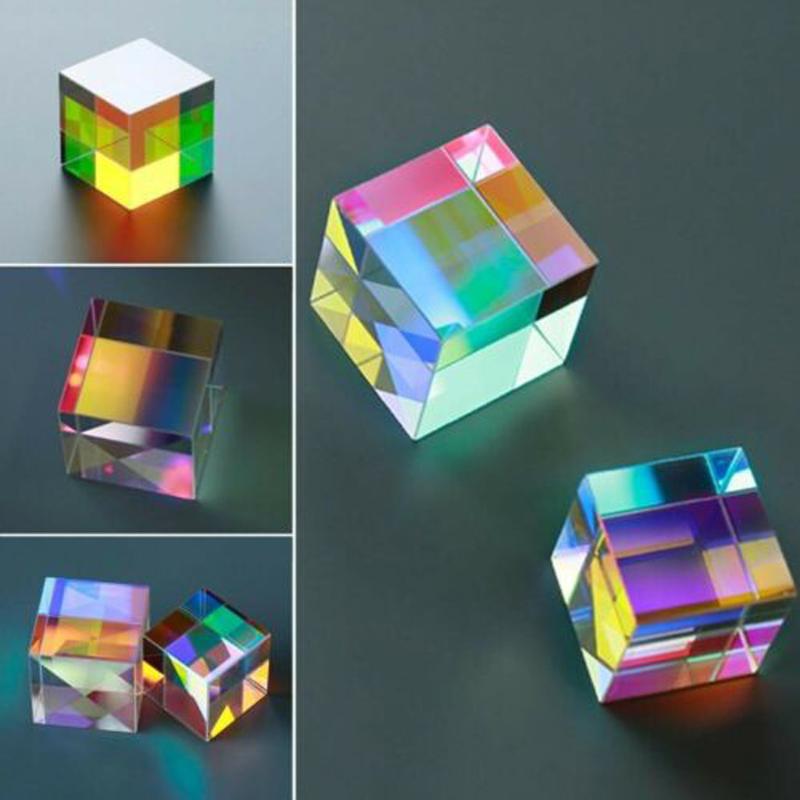 

Op-tic Pr-ism Cubes - Optical Glass Prism, RGB Dispersion Six-Sided Children's Educational Toys Learning Tools Train Brain Party Favor
