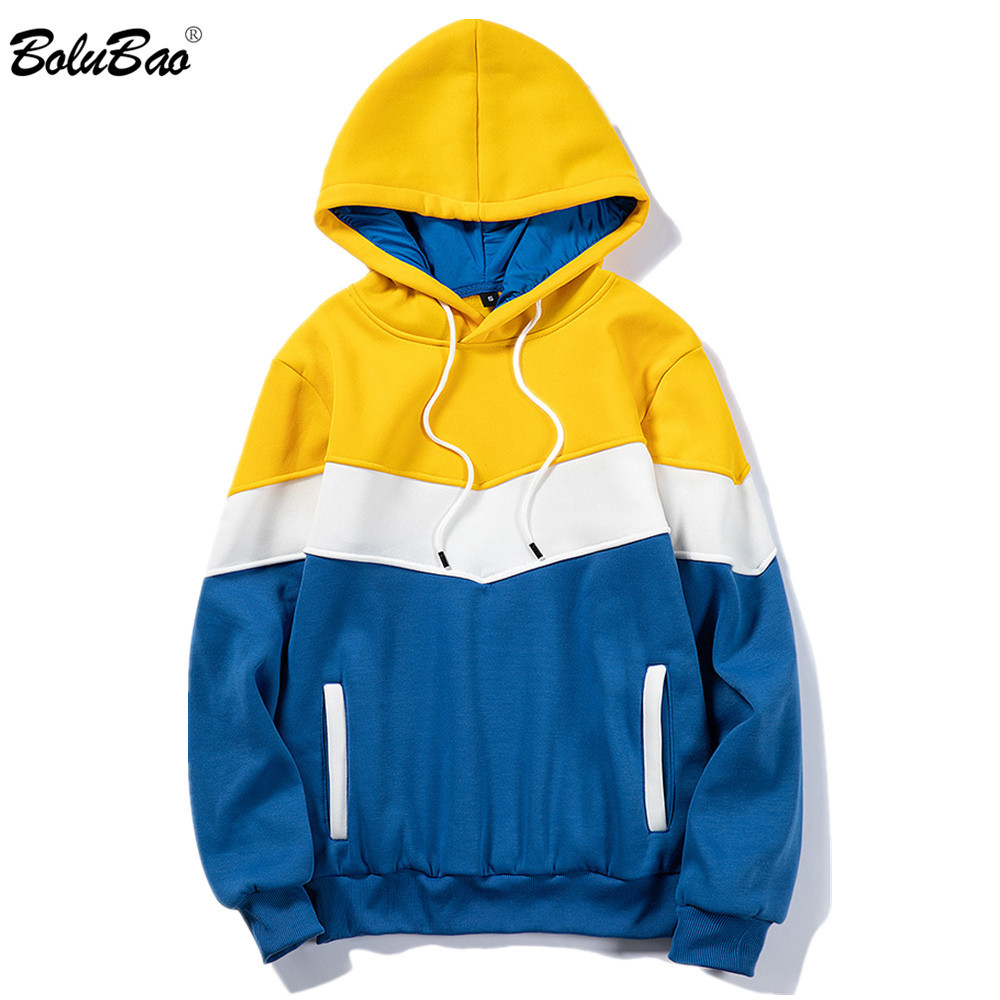 

BOLUBAO Brand Men Fashion Hoodies Tops Autumn Winter Men High Street Hooded Sweatshirt Patchwork Casual Hoodies Sweatshirts Male 210518, Brown