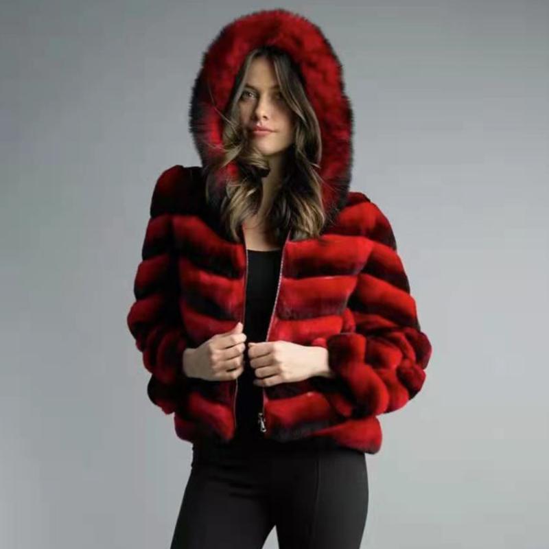 

Women's Fur & Faux Jacket Collar 2021 Women Fashion Warm Outerwear, Black